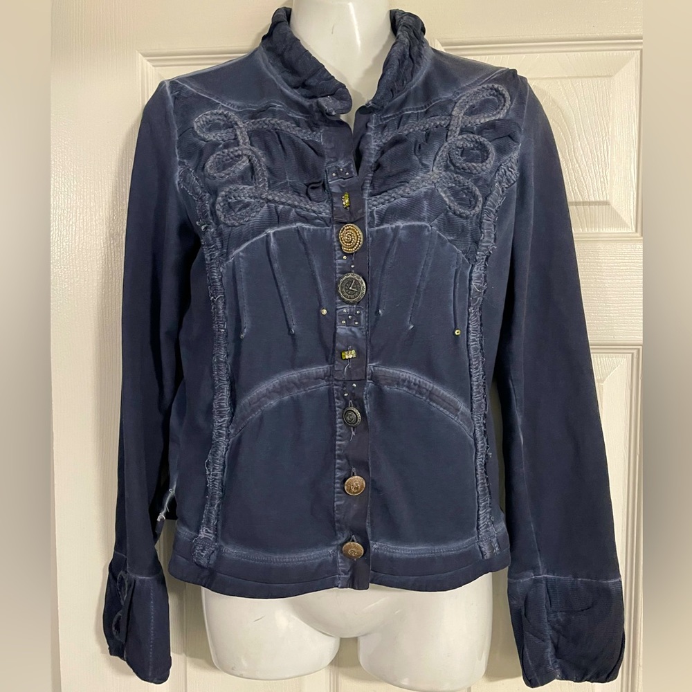 Elisa Cavaletti designer stretch embellished blue jacket size large